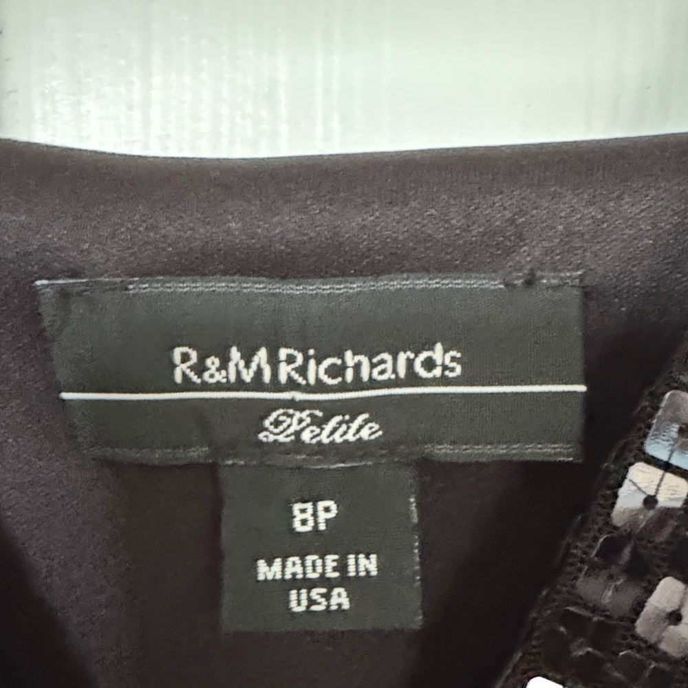 R&M Richards Black Sequin V-Neck Spaghetti Strap Camisole - Picture 2 of 5